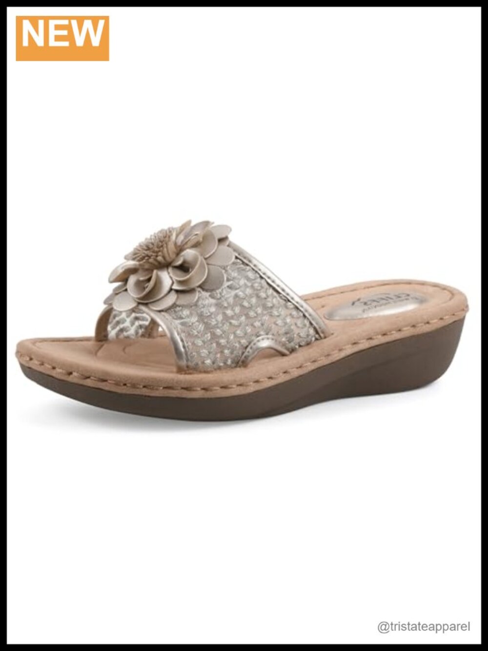 Cushioned Chill 2 Floral Slide Sandal Memory Foam Low Wedge